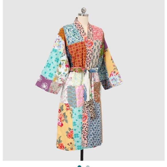 Upcycled cotton sari robe Clearance